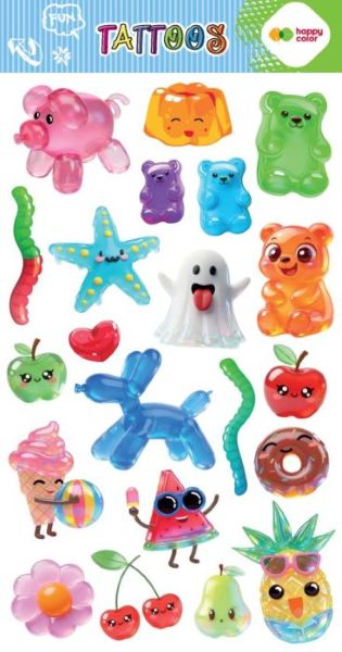 Tatuaże zmywalne JELLY FUN 100x200mm Happy Color HA 4261 1020-KP12 GDD